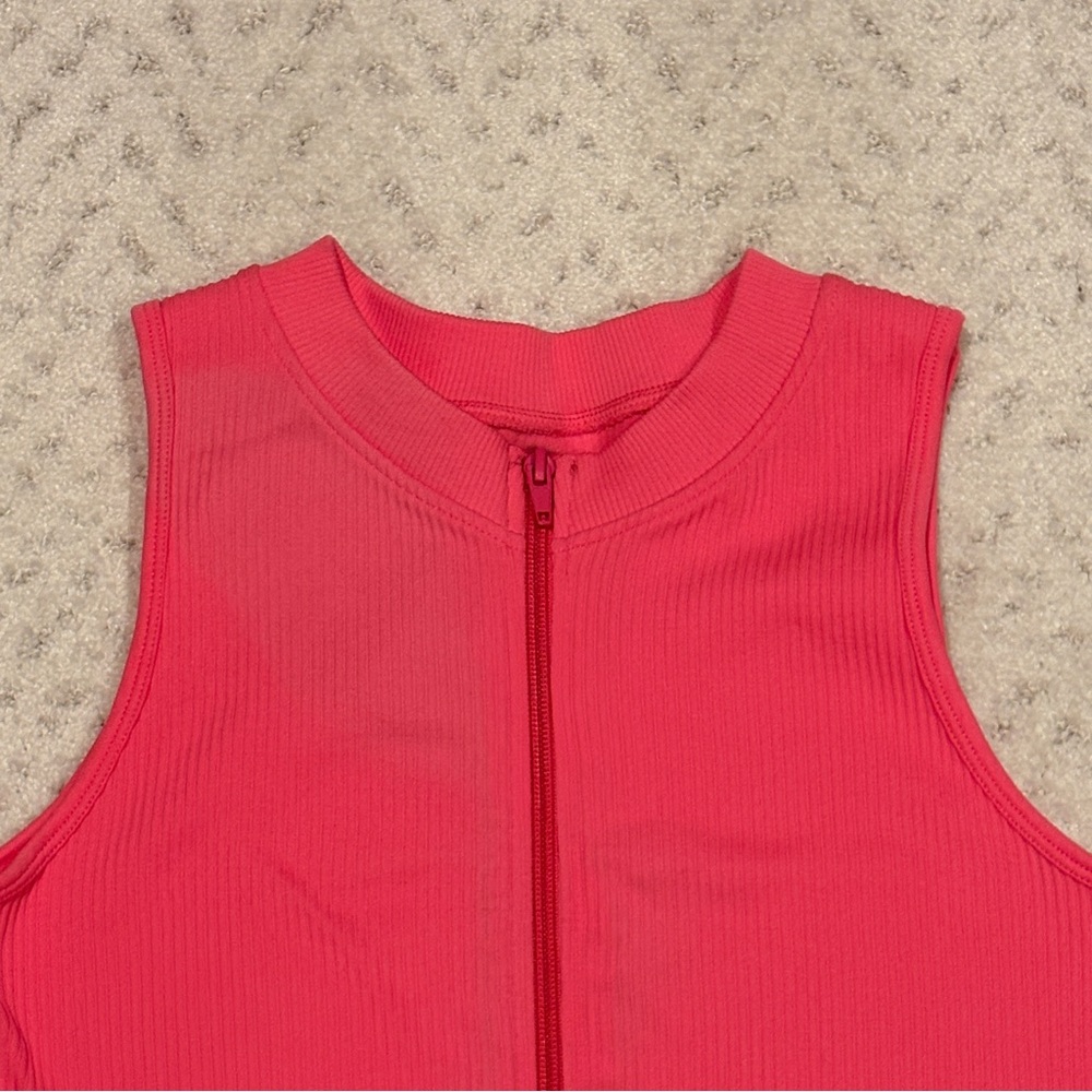 Sommer Ray Barbie Pink Cropped Ribbed Tank Top NEW Sz Large Zip Up Gift Festival - Picture 4 of 12